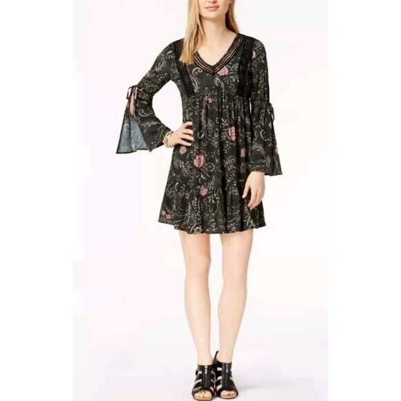 NWT Style&Co Floral Boho Peasant Dress Crochet Bell Sleeves Boho Fairy Small‎ S - Picture 1 of 10